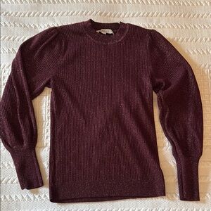 LOFT Maroon Sparkle Knit Top